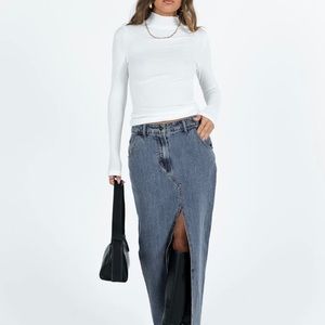 Barbara split midi skirt faded denim US size 4 (S)